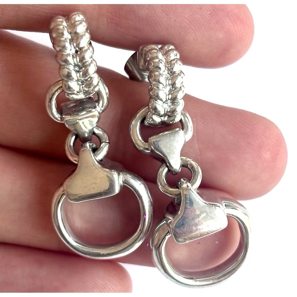 Arthur Court Aluminum Dangle Earrings 1.5in Riding Stirrup Discontinued Jewelry